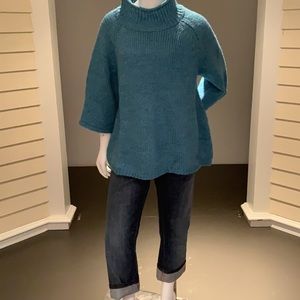 LOFT NWT Teal Heathered Kimono Sleeve Sweater Size S